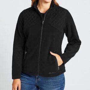 Eddie Bauer Women’s Black Fleece Jacket Medium – Quilted Details